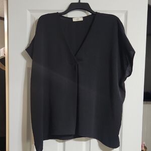 Black V-Neck Women's Top